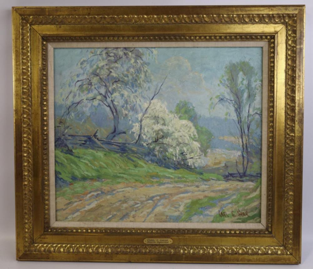 Carl C. Graf comparable auction result: carl c graf indiana apple blossoms oil on board