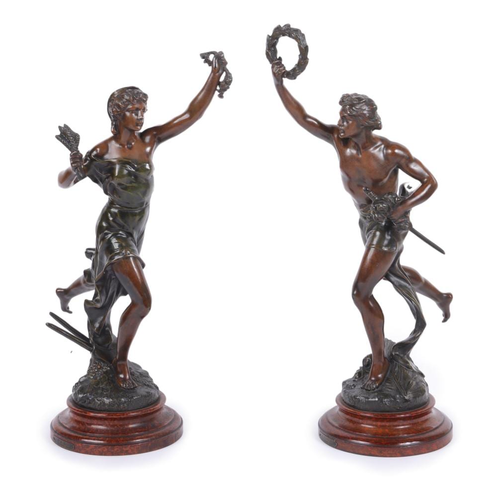 Jean-Baptiste (Baron) Regnault comparable auction result: jean baptiste j b germain french 1841 1910 pair large sculptures gloria pax patinated bronze figures on turned wood base 25 h x 10 1 2 w x 8 1 4 d