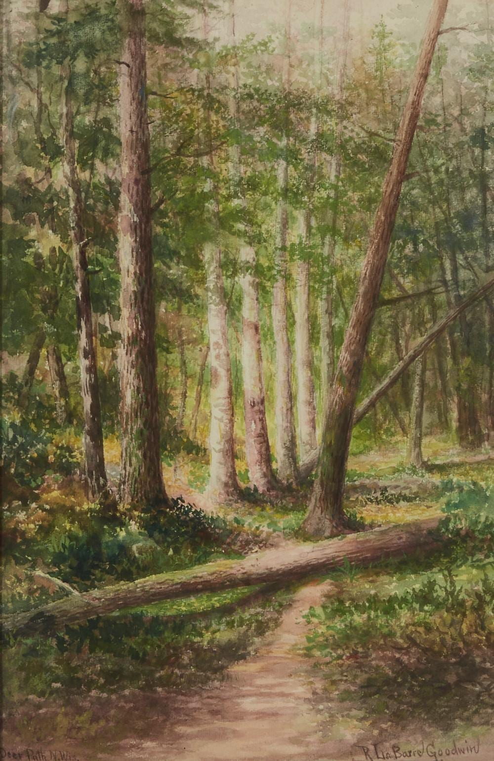 richard la barre goodwin american 1840 1910 deer path n wis north wisconsin watercolor on paper 18 x 12in 46 x 30 5cm · Andrew Jones Auctions · 2023-01-16 Richard La Barre Goodwin comparable auction result: richard la barre goodwin american 1840 1910 deer path n wis north wisconsin watercolor on paper 18 x 12in 46 x 30 5cm