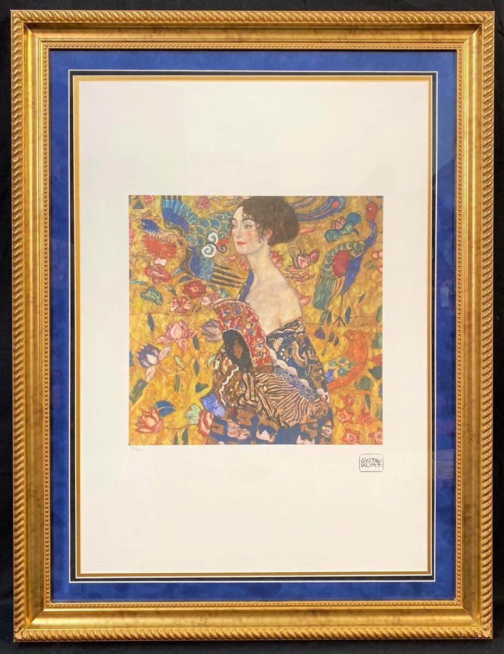 GUSTAV KLIMT (1862-1918) LIMITED EDITION LITHOGRAPH TITLED LADY WITH A FAN WITH COA – 22IN x 30IN sold by The Rug Life Auctions, lot 52 — auction record photograph