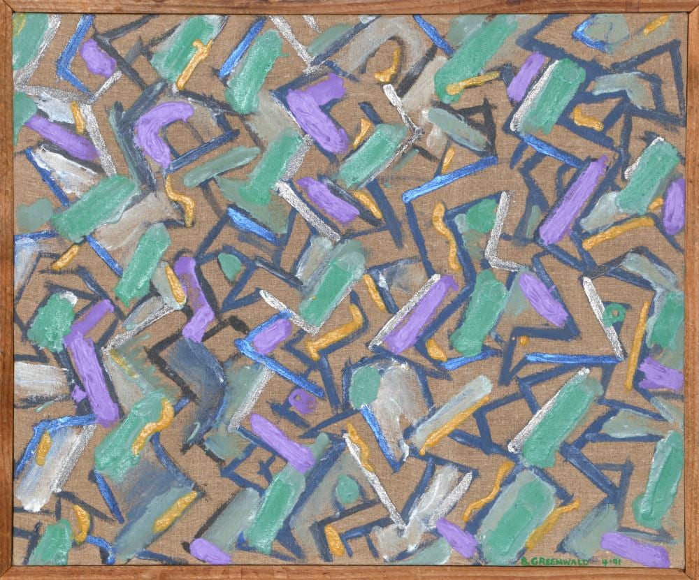 Bernard Greenwald comparable auction result: bernard greenwald orchestra green oil on linen