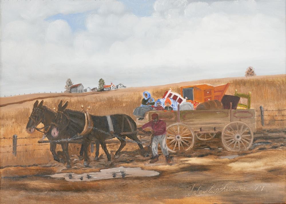 Helen LaFrance comparable auction result: helen lafrance oil painting moving day