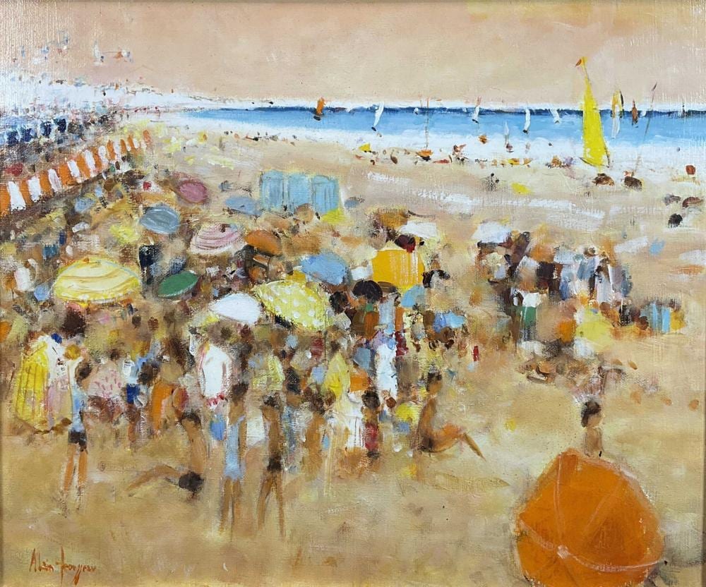 Alain Rousseau comparable auction result: alain rousseau oil on canvas beach scenery