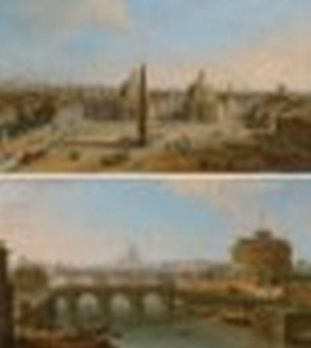 Antonio Joli comparable auction result: antonio joli modena c 1700 1777 naples rome a view of the piazza del popolo and rome a view of the tiber with the