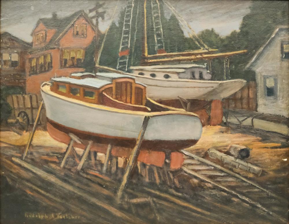 Rudolph A. Voelcker comparable auction result: rudolph a voelcker dry dock scene