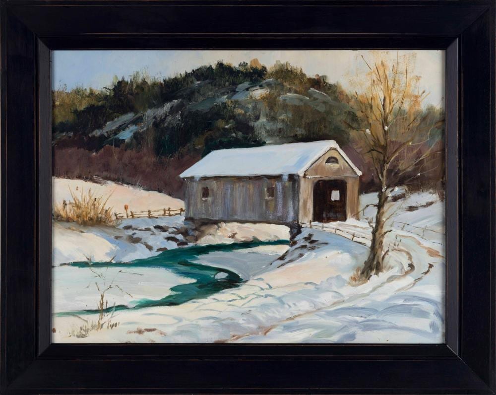 marshall woodside joyce massachusetts 1912 1998 covered bridge oil on masonite 18 x 24 framed 25 x 30 · Eldred's · 2023-01-27 Marshall Woodside Joyce comparable auction result: marshall woodside joyce massachusetts 1912 1998 covered bridge oil on masonite 18 x 24 framed 25 x 30