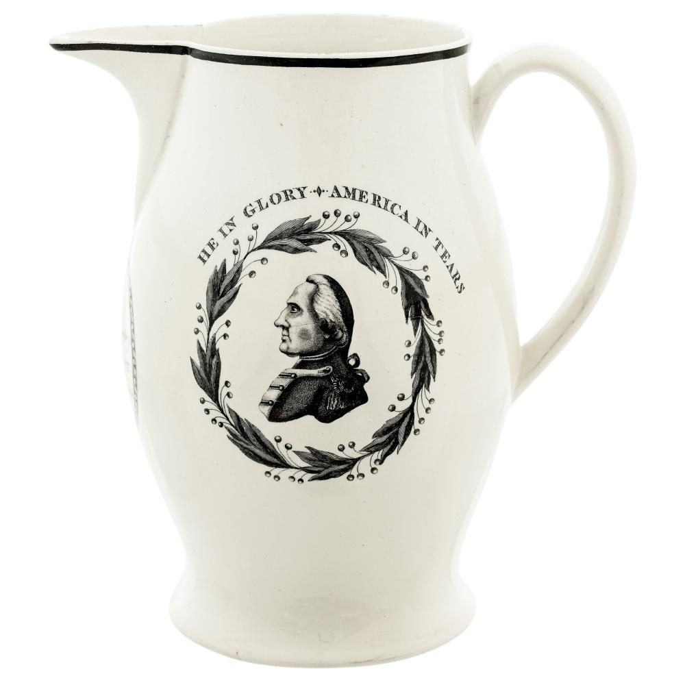 1800 George Washington Jacob Perkins Funeral Urn Medal Design Liverpool Pitcher sold by Early American History Auctions, lot 189 — auction record photograph