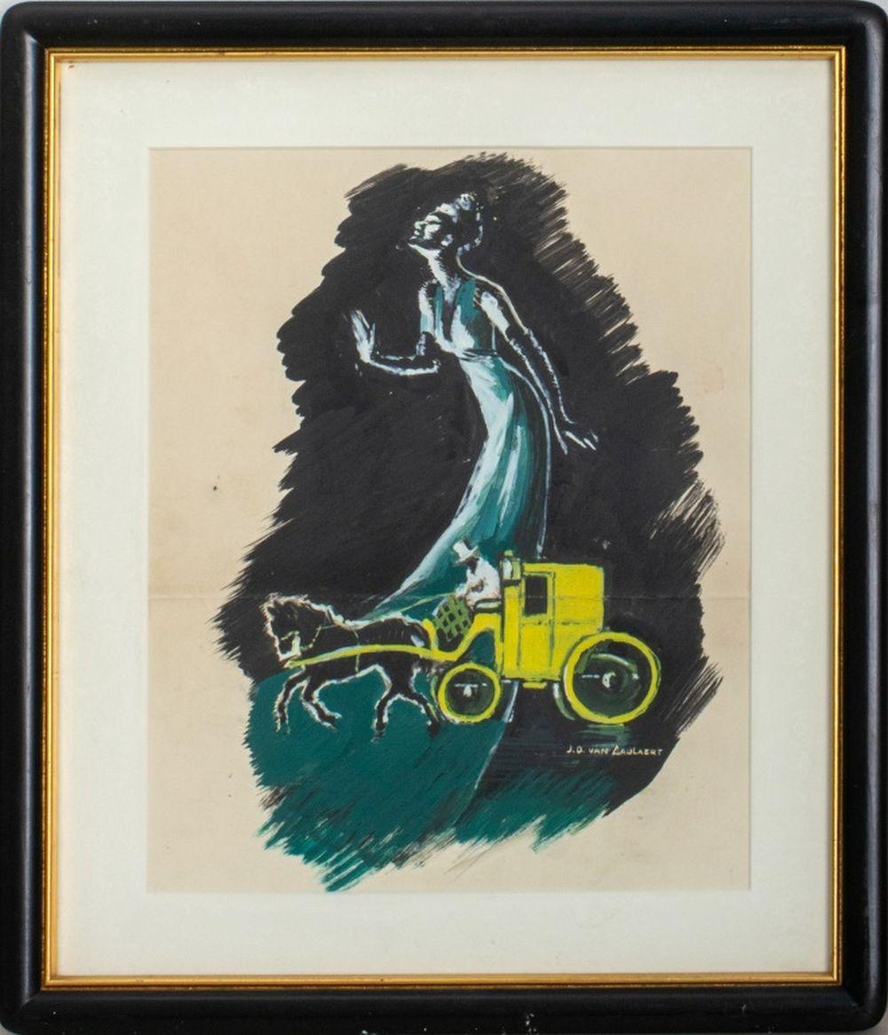 Jean van Caulaert comparable auction result: jean dominique van caulaert oil on paper study