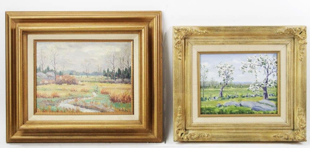 Henry Curtis Ahl comparable auction result: henry curtis ahl jr two works oil on board