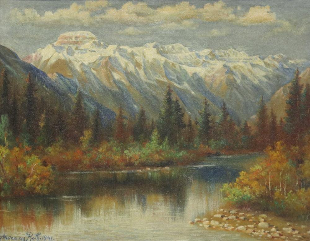 Andreas Roth comparable auction result: andreas roth d 1949 painting banff mountains