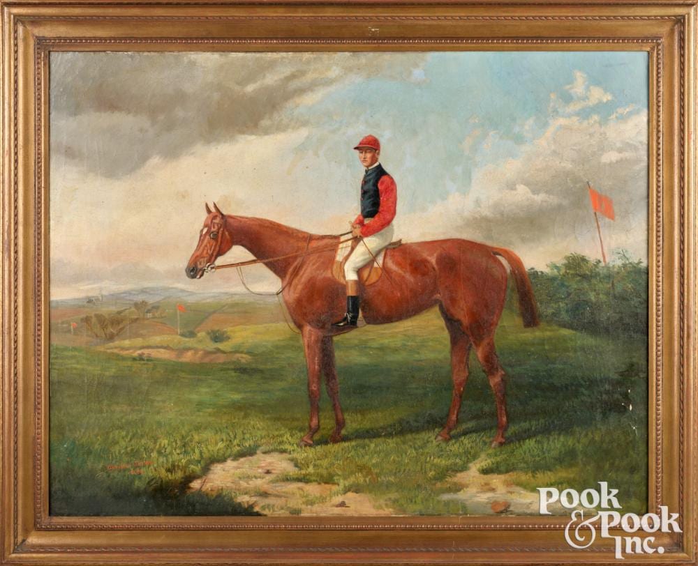 Adrian Jones comparable auction result: adrian jones oil on canvas of a race horse