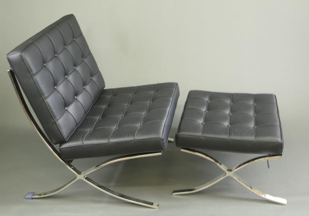 Lilly Reich comparable auction result: barcelona replica lounge chair and ottoman