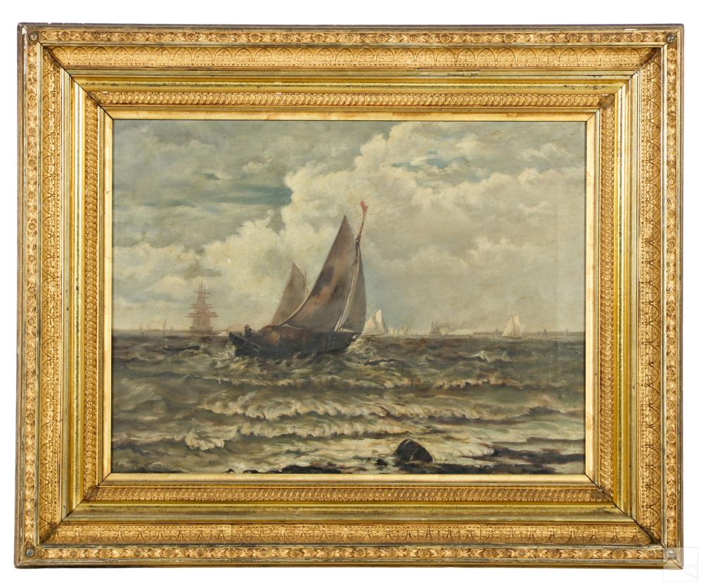 Auction comp thumbnail for Victorian Sailing Ships Marine Seascape Painting (Hill Auction Gallery, Lot 315)