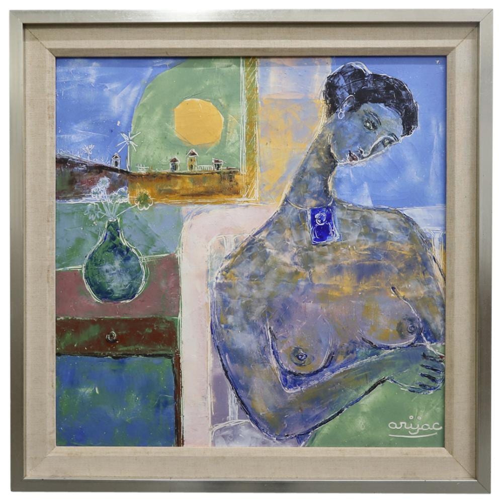 Harry Arijac Jacques comparable auction result: harry jacques arijac haitian b 1937 oil on canvas painting