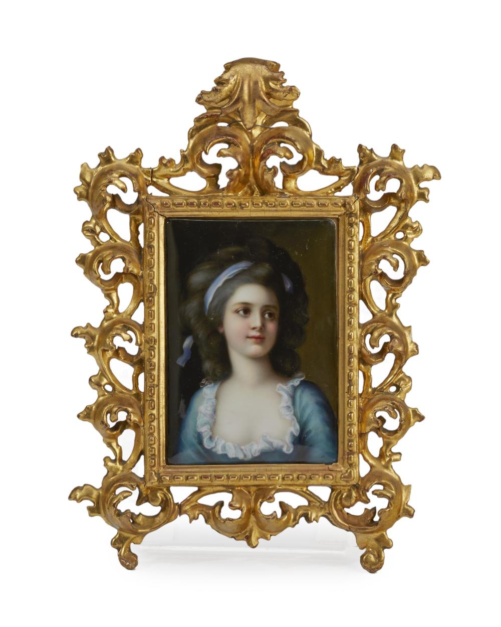 Elisabeth-Louise Vigee le Brun comparable auction result: a framed porcelain portrait plaque