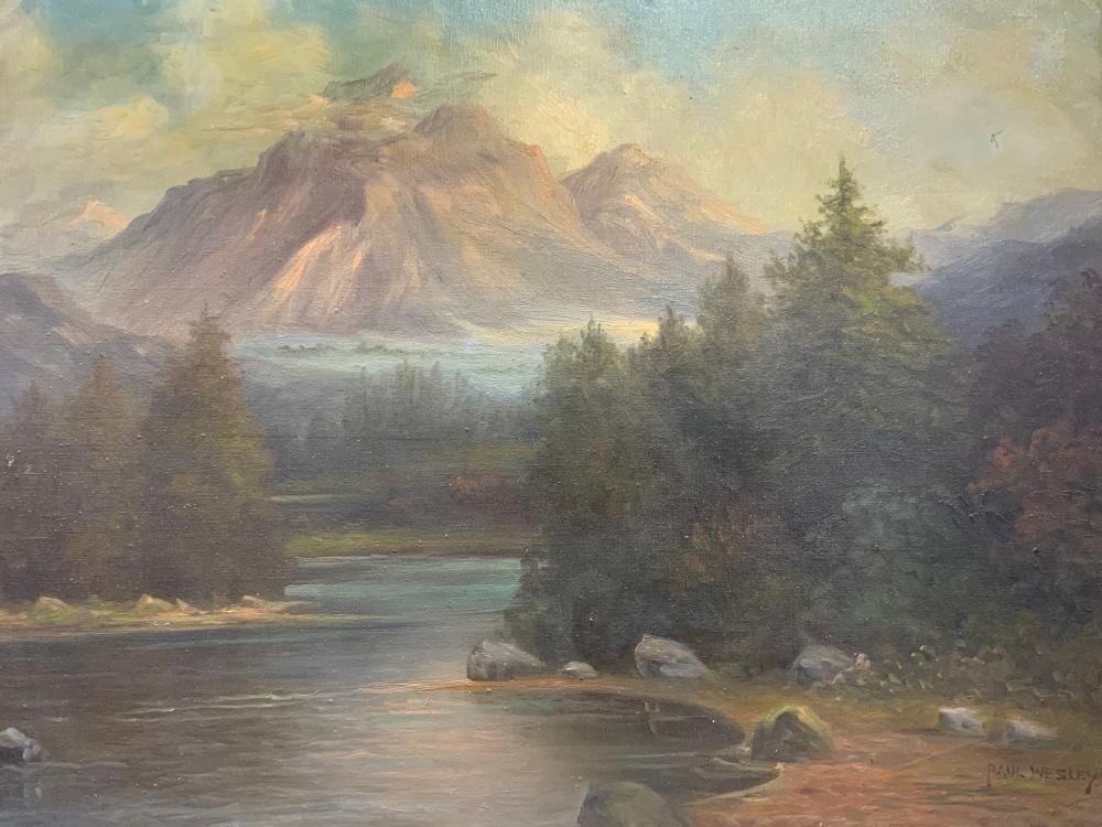 Paul Wesley comparable auction result: paul wesley signed landscape oil painting xl