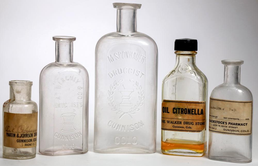 GUNNISON, CO MEDICINE BOTTLES (5) [159312] sold by Holabird Western Americana, lot 2271 — auction record photograph