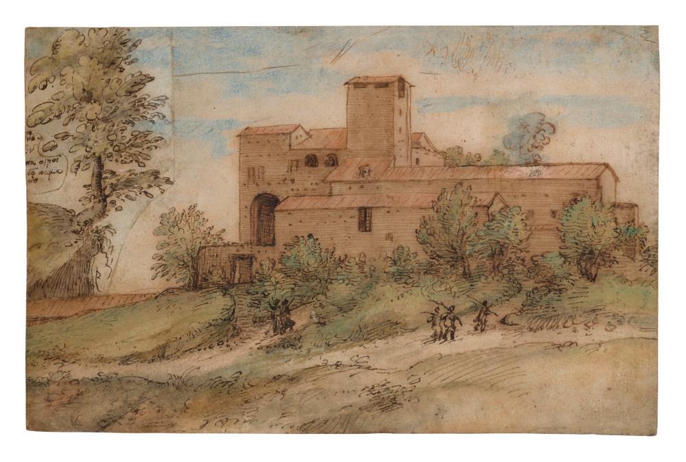 Gherardo Cibo comparable auction result: gherardo cibo genoa 1512 1597 arcevia view of a monastery with figures ap