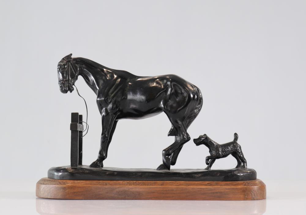 Gaston d' Illiers comparable auction result: gaston d illiers 1876 1932 52 bronze horse and dog at the barrier