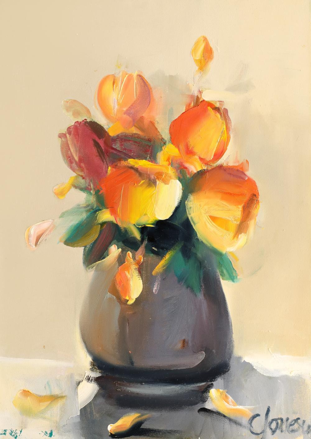 Corneliu Ionescu comparable auction result: corneliu ionescu vase with flowers