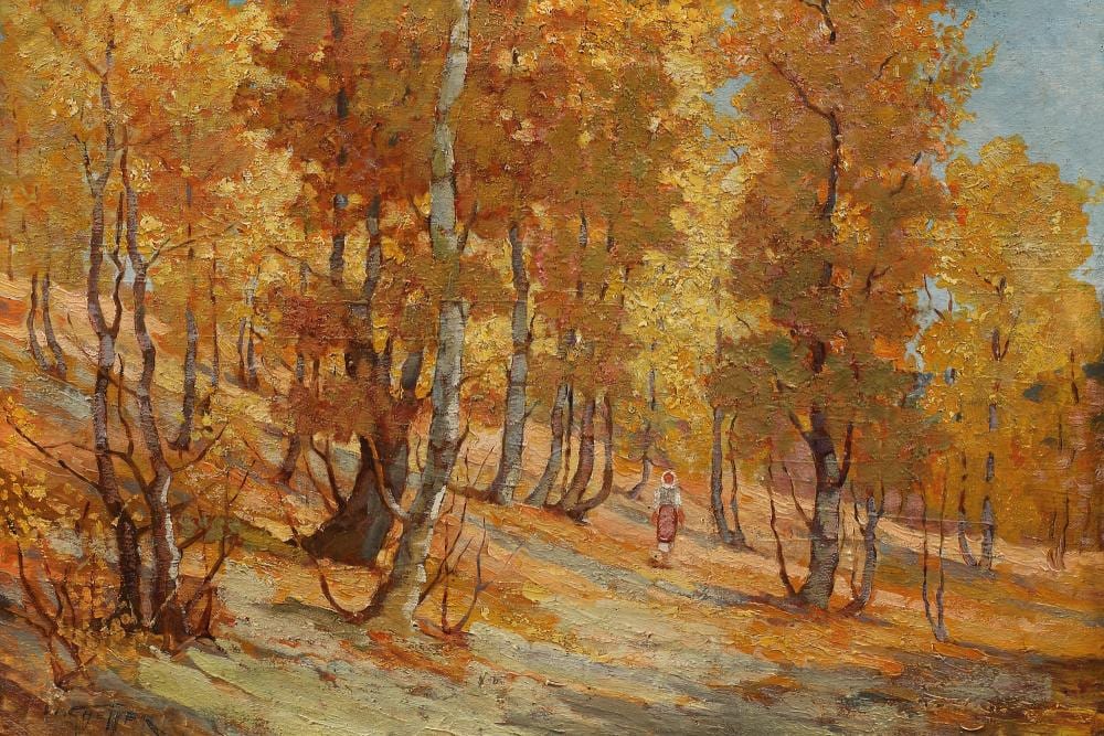 Jean Cheller comparable auction result: jean cheller peasant girl on the path