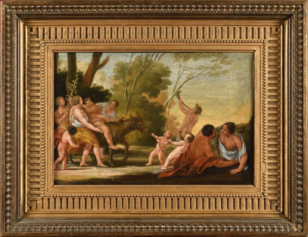 Nicolas Chaperon comparable auction result: nicolas chaperon 1612 c 1656 d apr s sil ne ivre huile sur toile rentoil e 27 x 40 5 cm