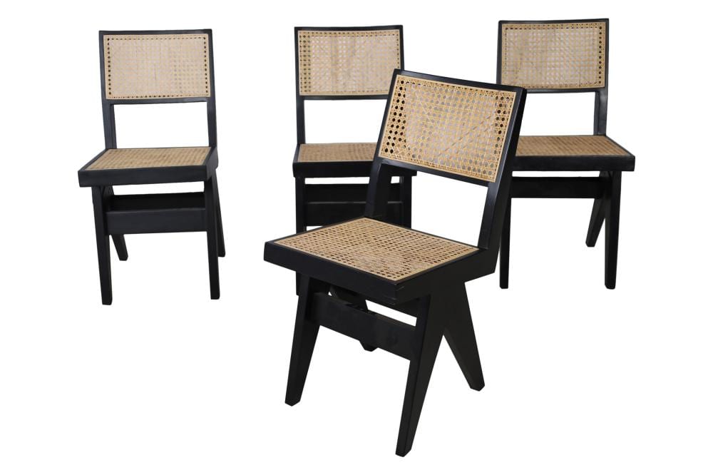 Pierre Jeanneret Style Cane Chairs - 4 sold by Regency Auction House, lot 23 — auction record photograph