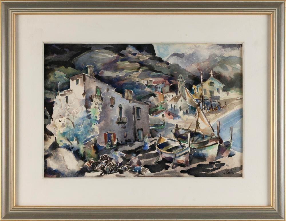 John Chetcuti comparable auction result: john chetcuti massachusetts 1900 1976 view of malta watercolor on paper 13 5 x 20 sight framed 22 5 x 29