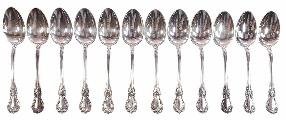 (12) Towle Sterling Silver "Old Master" Tea Spoons sold by EJ'S Auction & Appraisal, lot 1077 — auction record photograph