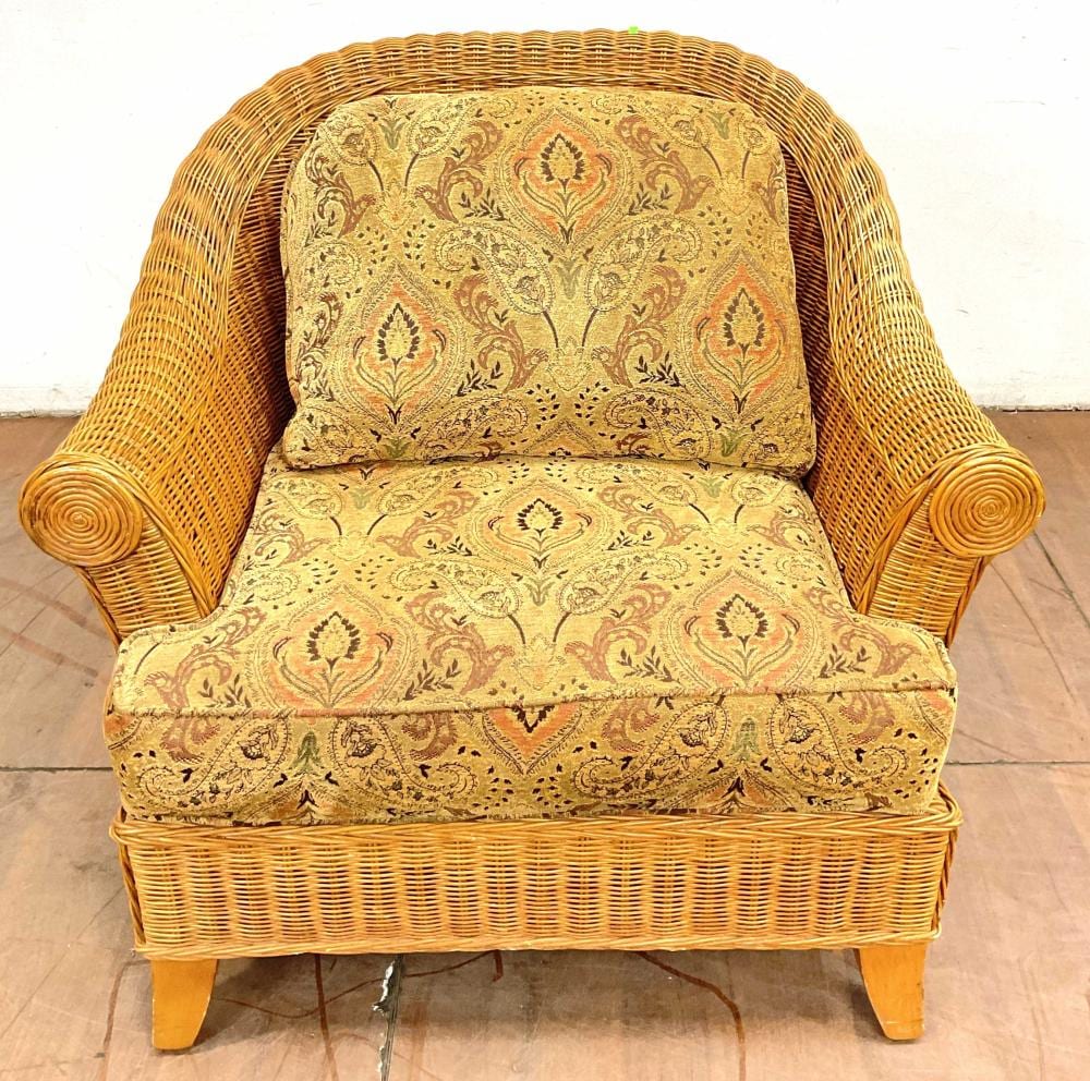 Traditional Style Woven Wicker Club Chair sold by EJ'S Auction & Appraisal, lot 2039 — auction record photograph