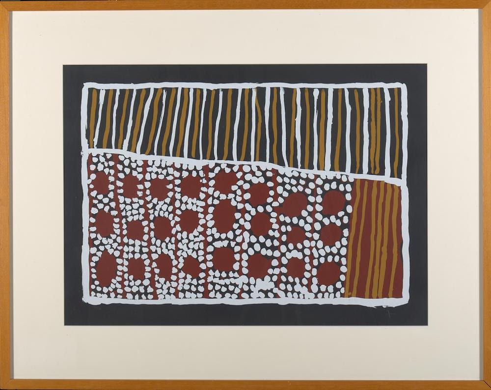 Freda Warlapinni comparable auction result: freda warlapinni untitled 1998 screenprint ed 81 99 43 x 63cm frame size 75 x 96cm provenance the national australia bank a