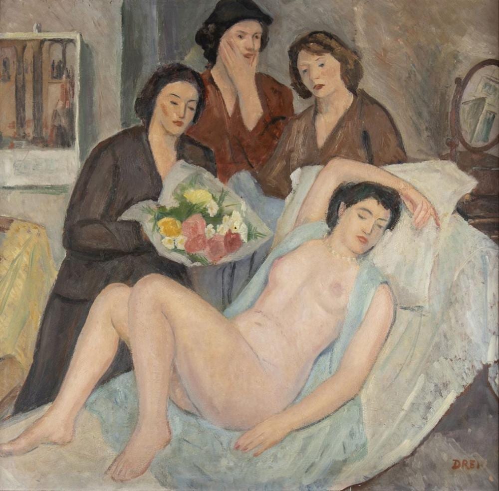 Ercole Drei comparable auction result: ercole drei faenza 1886 rome 1973 the visit 1945 ca