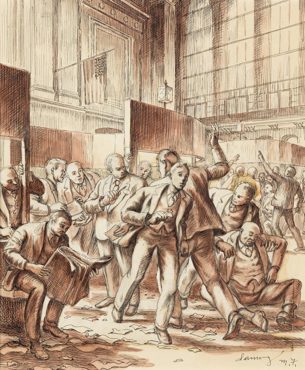 Edward Laning comparable auction result: edward laning 1906 1981 study for black friday richard whitney and the stock exchange