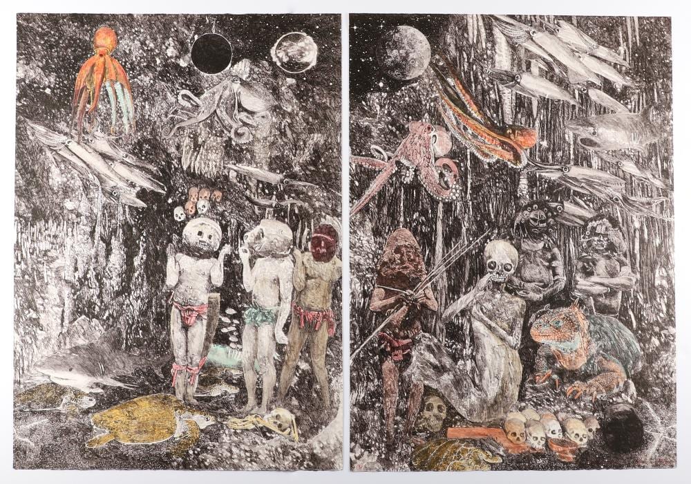 Ann McCoy comparable auction result: ann mccoy 1980 lithograph diptych the underworld