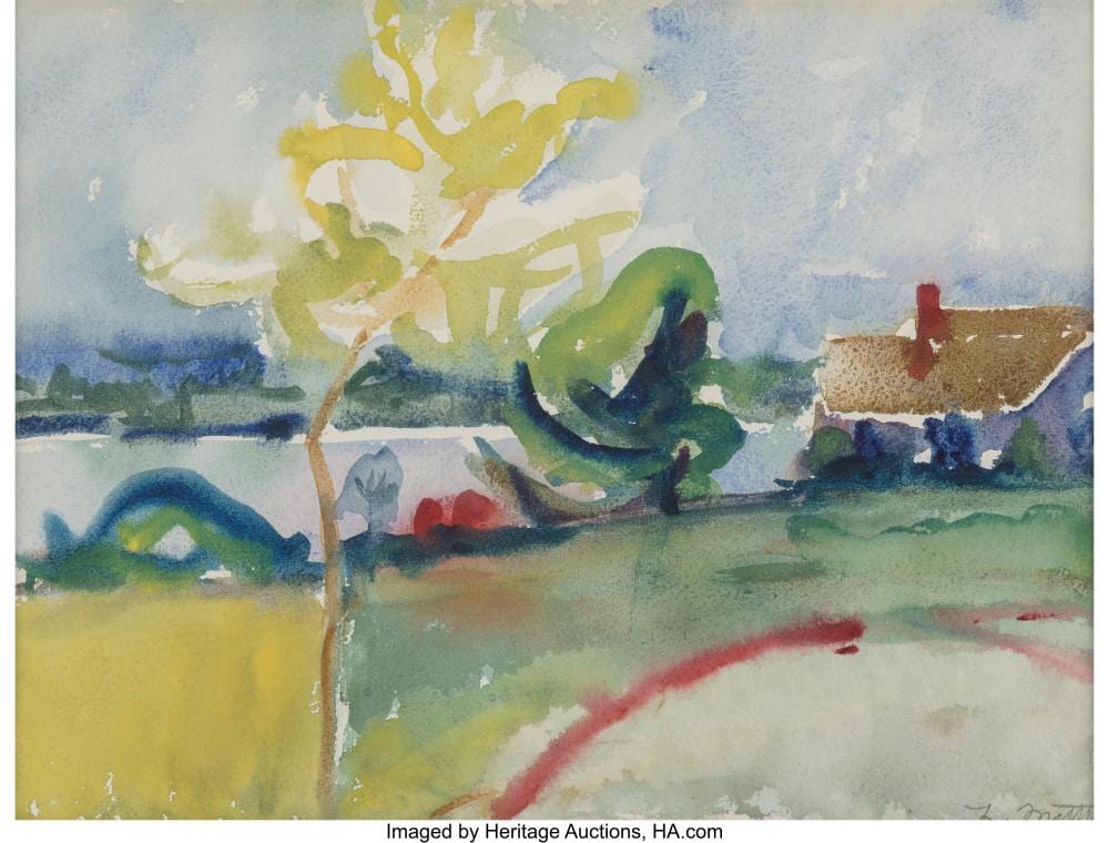 Louisa Matthiasdottir comparable auction result: louisa matthiasdottir american 1917 2000 sag harbor new york watercolor on p