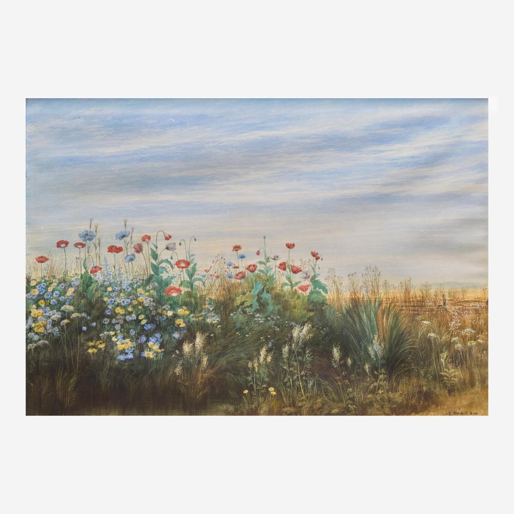Andrew Nicholl comparable auction result: andrew nicholl irish 1804 1886 flowers in a field