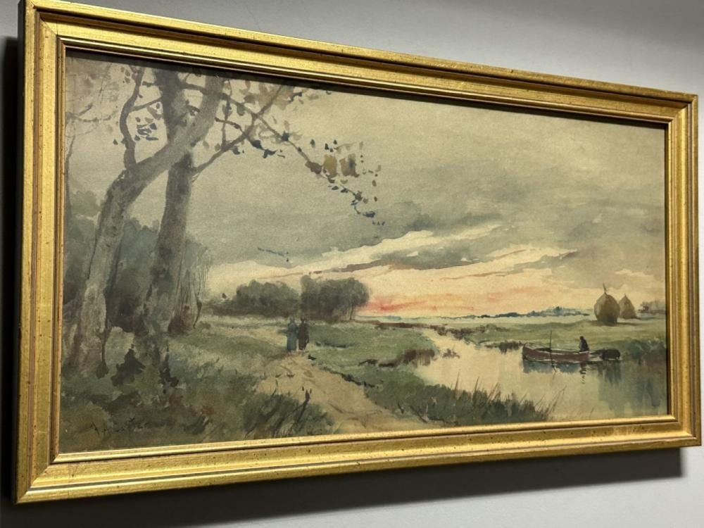 Frans Xaver Hendrik Verbeeck comparable auction result: f a carter signed watercolor riverside landscape