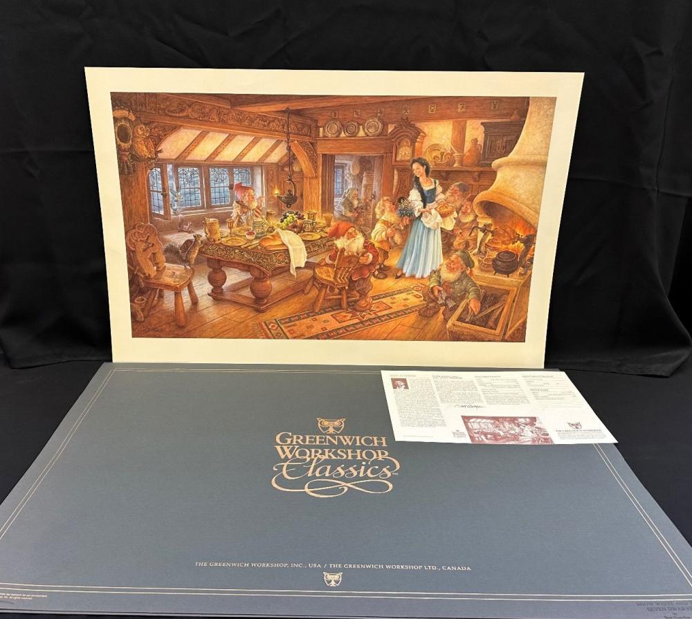 Scott Gustafson comparable auction result: scott gustafson snow white and the seven dwarfs 1944 s n lithograph