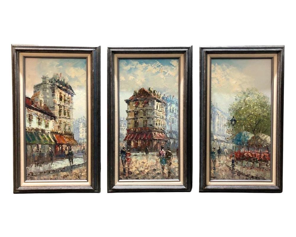 3pc. Signed Caroline Burnett Oil on Board sold by Monarch Auction and Estate Services, lot 1000 — auction record photograph