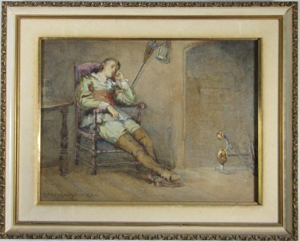Duncan Mackellar comparable auction result: duncan mackellar watercolour resting cavalier