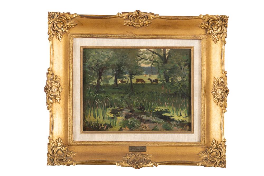 Carl Irmer comparable auction result: carl irmer 1834 1900 wooded lake and pastoral landscape with cattle oil on panel 25 5 x 34cm signed