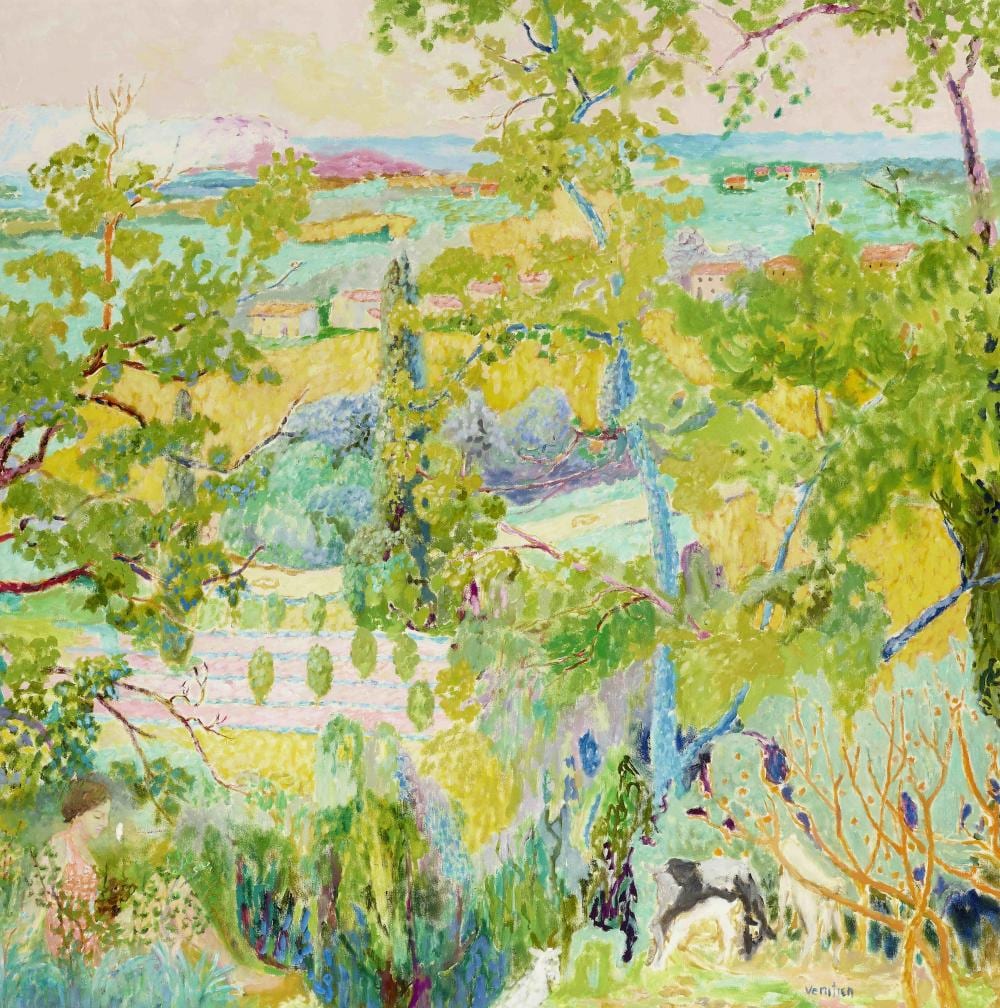 jean venitien french 1911 1955 paysage du dercors 39 1 2 x 39 1 2 in framed 47 x 47 in · Bonhams · 2023-02-07 Jean Venitien comparable auction result: jean venitien french 1911 1955 paysage du dercors 39 1 2 x 39 1 2 in framed 47 x 47 in