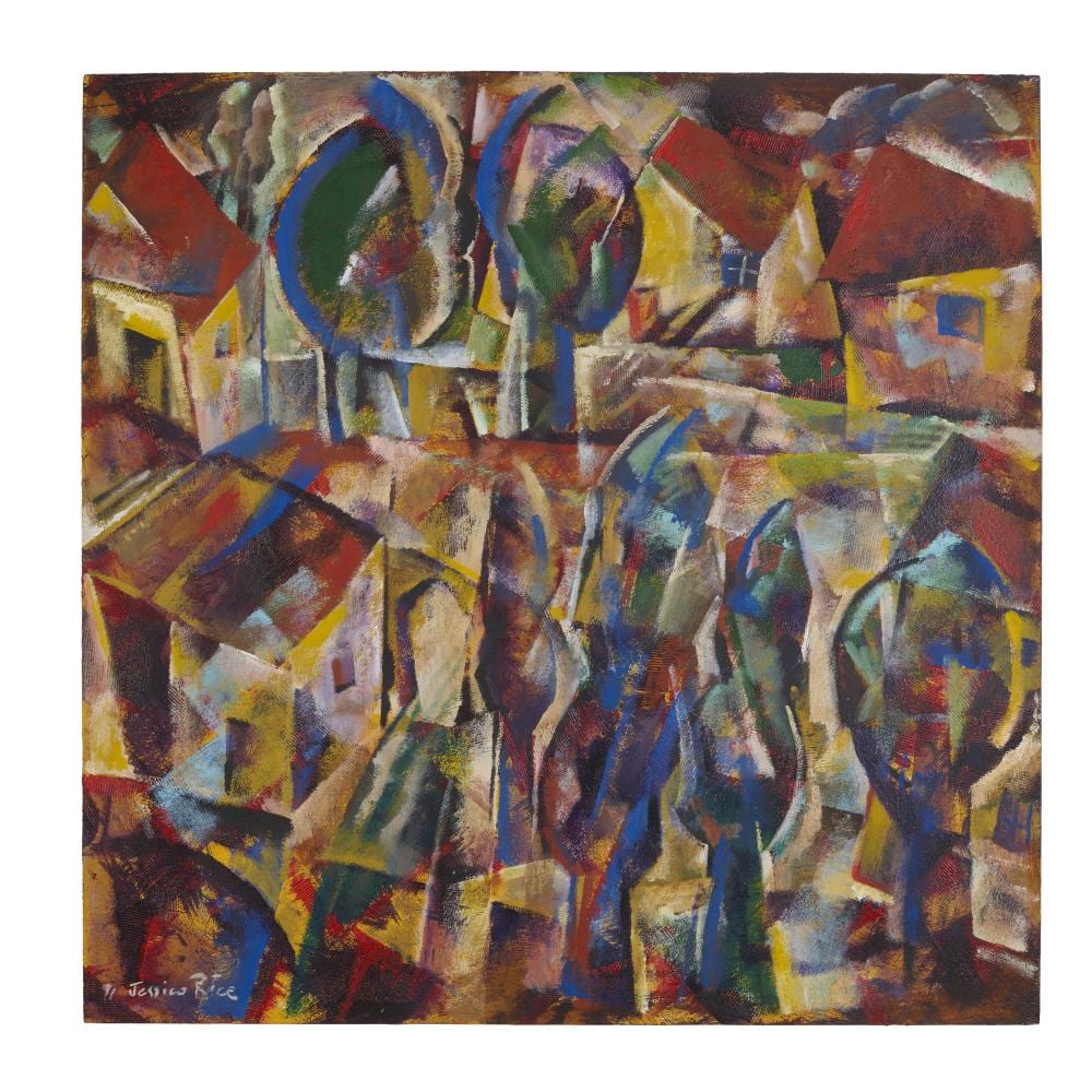 Jessica Rice comparable auction result: jessica rice belgian 1941 2016 a farm sheet 30 x 30 in unframed