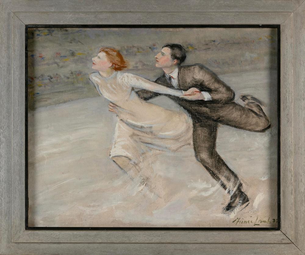 Aimee Lamb comparable auction result: aimee lamb massachusetts 1893 1989 pair of skaters oil on artist panel 16 x 19 75 framed 20 x 24