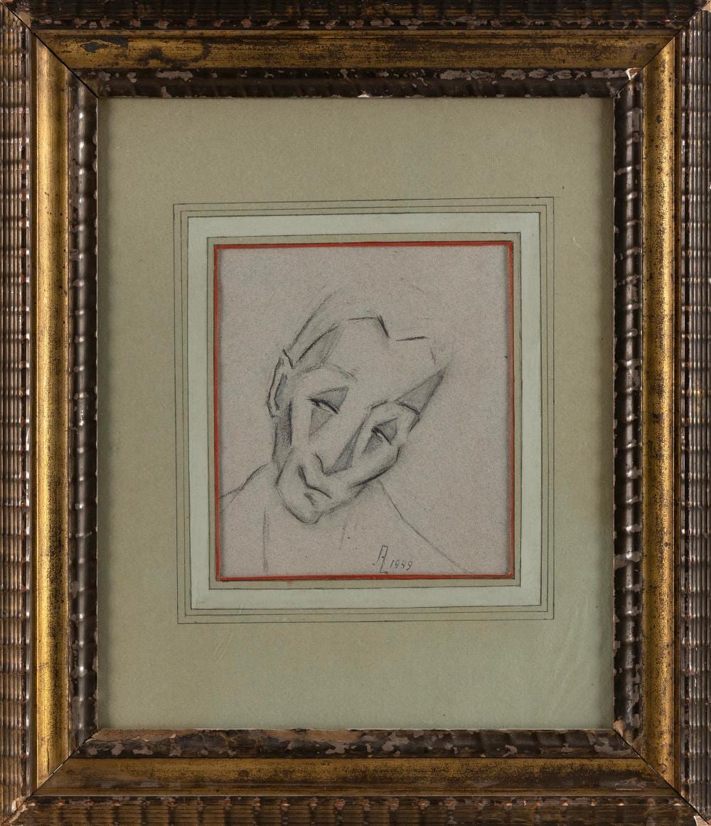 Aimee Lamb comparable auction result: aimee lamb america 1893 1989 quizzical charcoal on paper 8 25 x 7 25 sight framed 21 x 18