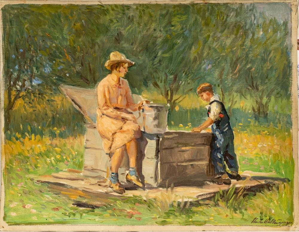 Charles E. Waltensperger comparable auction result: charles e waltensperger american 1871 1931 oil on canvas landscape with two figures h 11 w 14