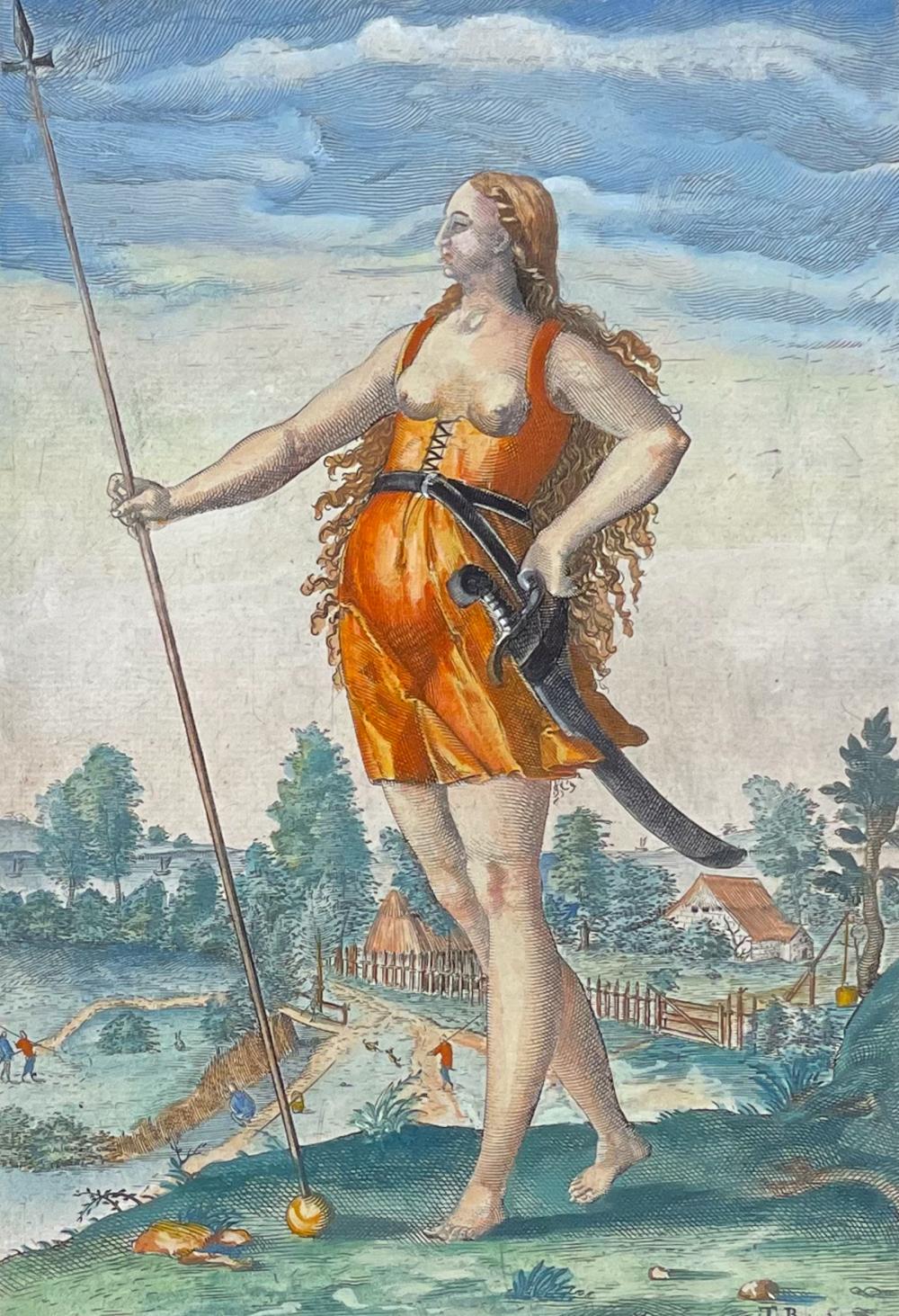 De Bry - Virginia - The true picture of a woman of a neighbouring nation to the Picts sold by Trillium Antique Prints & Rare Books, lot 49043 — auction record photograph