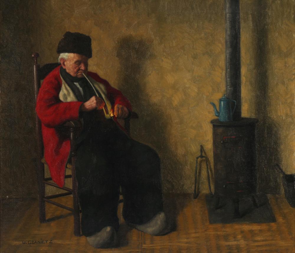 Wilhelm Gdanietz comparable auction result: wilhelm gdanietz 1893 1969 dutch pipe smoker in parlor niederl ndischer pfeifenraucher in stube