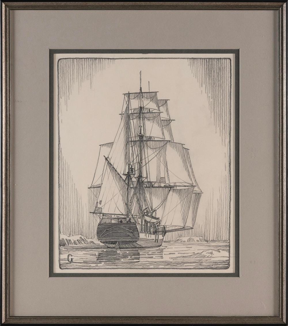 William Gilkerson comparable auction result: william gilkerson wisconsin nova scotia 1936 2015 whaler in the arctic pencil on paper 12 x 9 75 sight framed 17 75 x 15 75