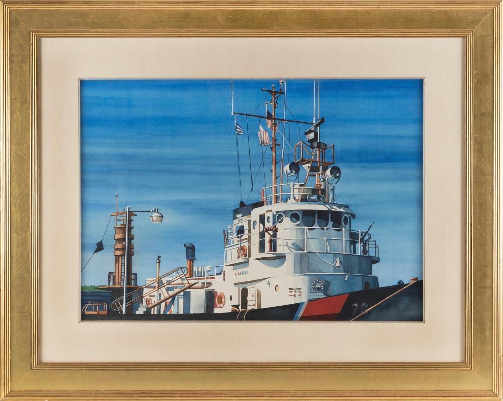 Edmund D. Lewandowski comparable auction result: edmund d lewandowski wisconsin florida 1914 1998 coast guard cutter 73 watercolor on paper 17 5 x 25 framed 29 x 36 5